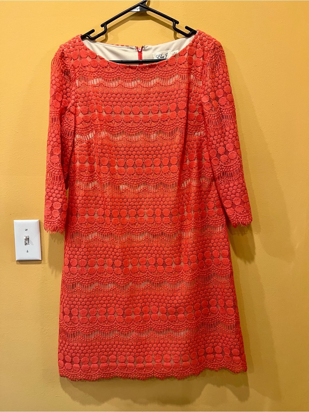 Eliza J Coral Lace Long Sleeve Shift Dress
